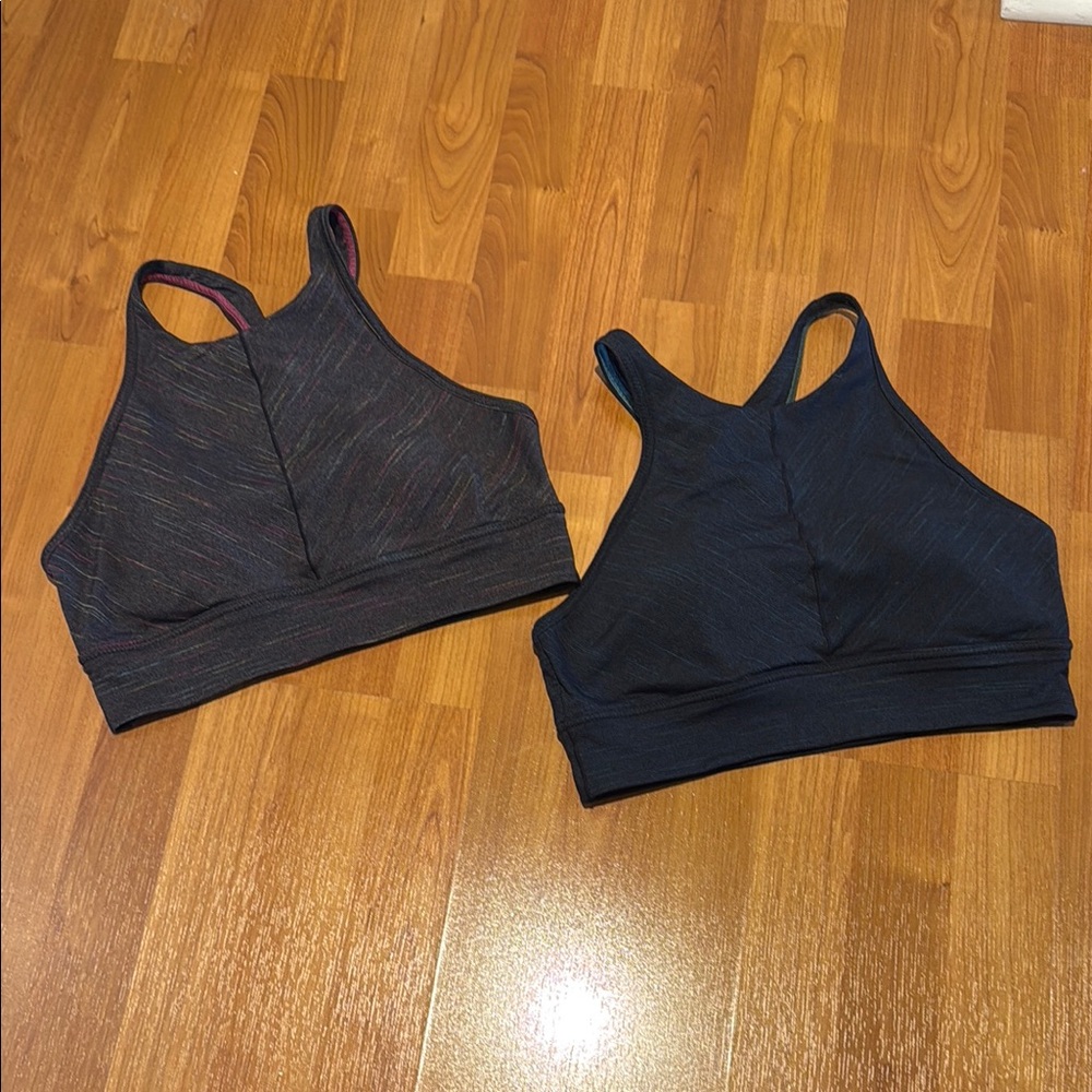 Prana Itzel Space Dye Knotted Back High Neck Racerback Sports Bra- Set of 2-Med
